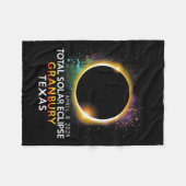 テキサス州皆既日食太陽の2024年4月8日 フリースブランケット (正面(横))