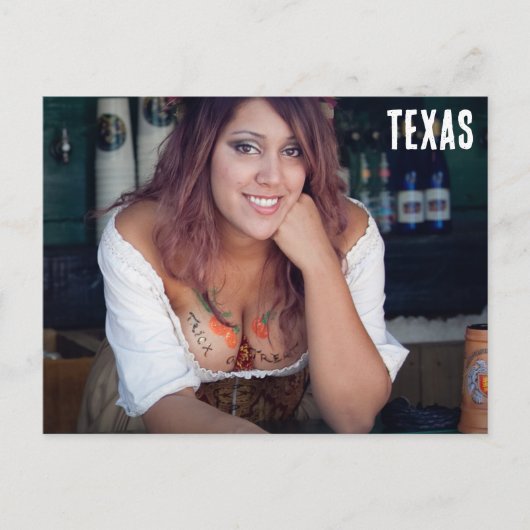 テキサス州祝の女性のハロウィーン ポストカード (正面)