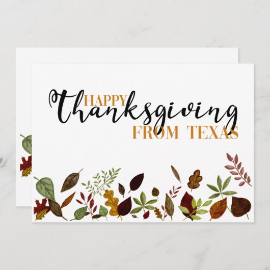 テキサス州秋の紅葉感謝祭カード シーズンカード (正面/裏面)