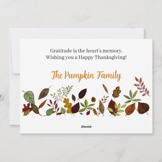 テキサス州秋の紅葉感謝祭カード シーズンカード (裏面)