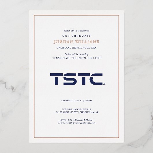 テキサス州立技術大学 卒業 箔招待状 (正面)