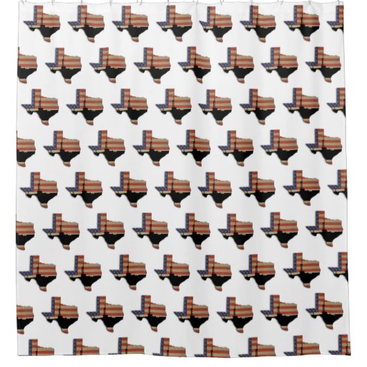 テキサス州米国の旗および原油の掘削装置 シャワーカーテン (正面)