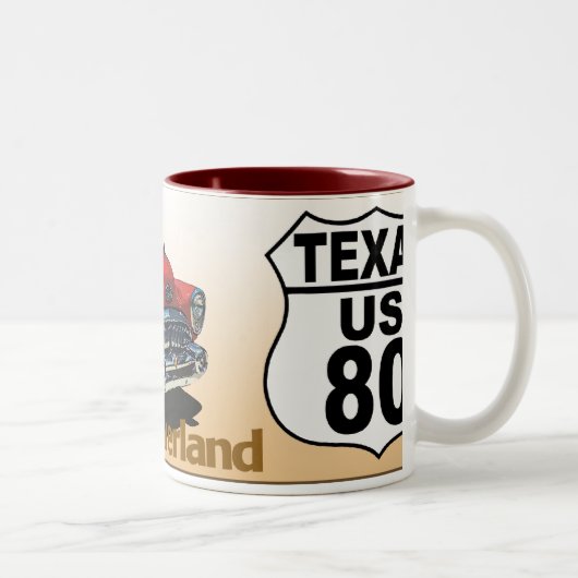 テキサス州米国航路80号線 – ディキシーの陸地 ツートーンマグカップ (右)