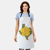 テキサス州素晴らし模様花の黄色いバラ エプロン (着用した状態)