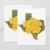 テキサス州素晴らし模様花の黄色いバラ エンクロージャーカード (正面/裏面)
