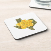 テキサス州素晴らし模様花の黄色いバラ コースター (左側)