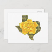 テキサス州素晴らし模様花の黄色いバラ シーズンポストカード (正面/裏面)