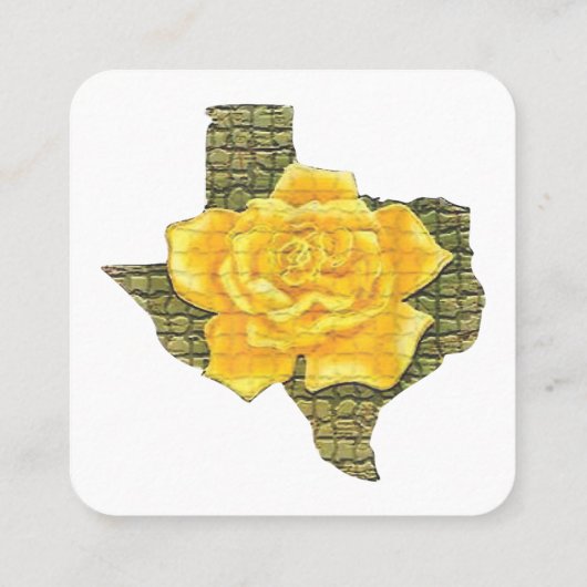 テキサス州素晴らし模様花の黄色いバラ スクエア名刺 (裏面)