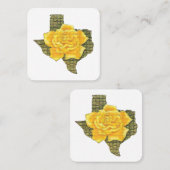 テキサス州素晴らし模様花の黄色いバラ スクエア名刺 (正面/裏面)