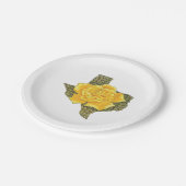 テキサス州素晴らし模様花の黄色いバラ ペーパープレート (アングル)