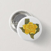 テキサス州素晴らし模様花の黄色いバラ 缶バッジ (正面&裏面)