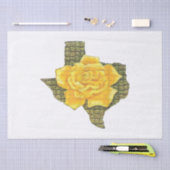 テキサス州素晴らし模様花の黄色いバラ 薄葉紙 (クラフト)