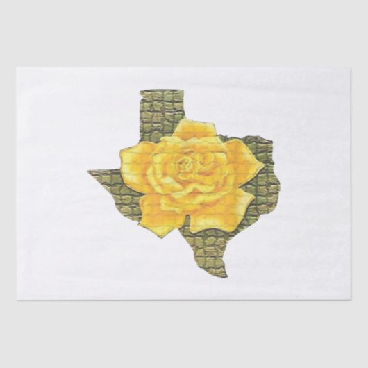 テキサス州素晴らし模様花の黄色いバラ 薄葉紙 (正面)