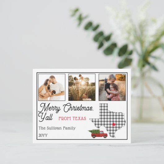 テキサス州素朴からのメリークリスマス3写真 シーズンポストカード (スタンド正面)