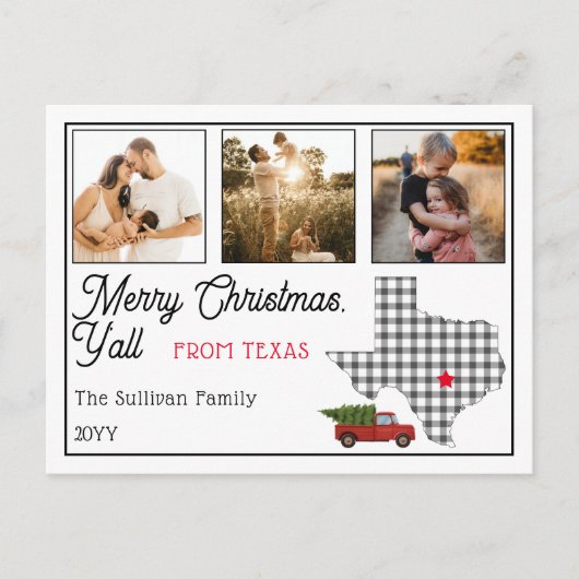 テキサス州素朴からのメリークリスマス3写真 シーズンポストカード (正面)