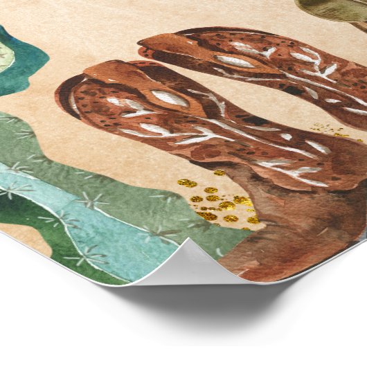 テキサス州素朴カウボーイ誕生日楽しむいくつかの食品の看板 ポスター (角)