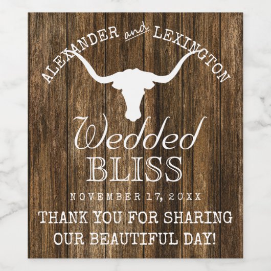 テキサス州素朴ロングナ結婚国 ワインラベル (シングルラベル)
