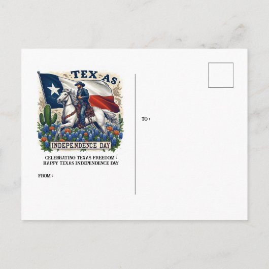 テキサス州自由祝:テキサス州独立記念日 ポストカード (裏面)