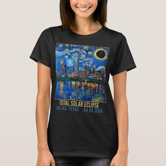 テキサス州芸術的スカイラ太陽のイン皆既食2024 Tシャツ (正面)