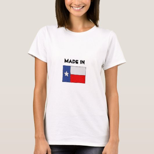 テキサス州製テキサス州国旗のスケッチ Tシャツ (正面)
