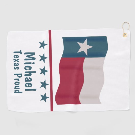 テキサス州誇りを持ったロングスター国旗の名パーソナライズされた前 ゴルフタオル (横)