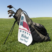 テキサス州誇りを持ったロングスター国旗の名パーソナライズされた前 ゴルフタオル (グリーン)