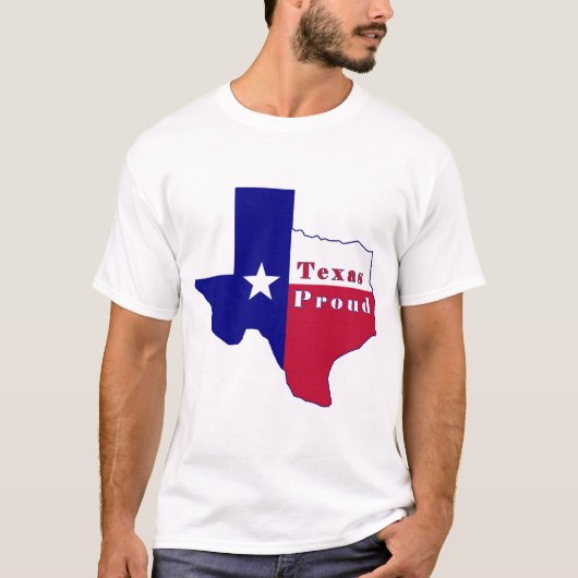 テキサス州誇りを持った国旗の地図 Tシャツ (正面)