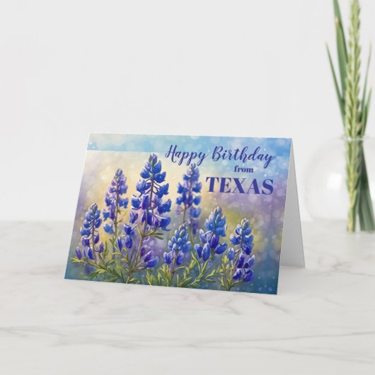 テキサス州誕生日とBluebonnets 絵を描の カード (正面)