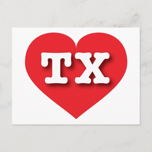 テキサス州赤いハート- I love TX ポストカード (正面)
