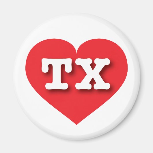 テキサス州赤いハート- I love TX マグネット (正面)