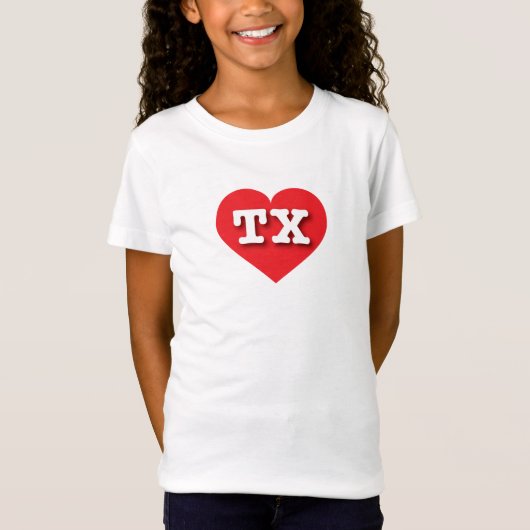 テキサス州赤いハート- I love TX Tシャツ (正面)