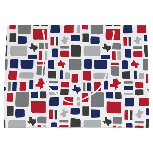 テキサス州赤と青のワンキー正方形&長方形ラージ ラージペーパーバッグ (正面)