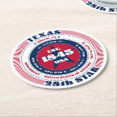 テキサス州赤白青タイポグラフィ ラウンドペーパーコースター (アングル)