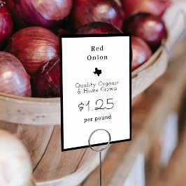 テキサス州農家市場の食品ネームカード テーブルナンバー