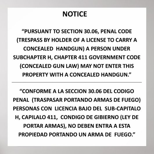 テキサス州郡法 – 基本白 – 隠し運た ポスター (正面)