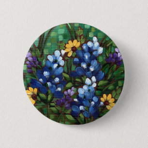 "テキサス州野生の花- Bluebonnets"の円形ボタン 缶バッジ