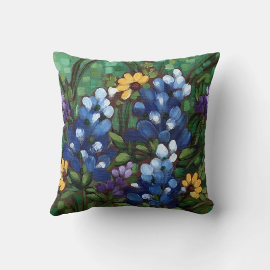 "テキサス州野生の花- Bluebonnets"の装飾用クッション クッション (裏面)