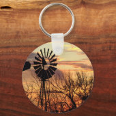 テキサス州風車夕日 キーホルダー (正面)