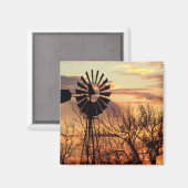 テキサス州風車夕日 マグネット (正面/裏面)