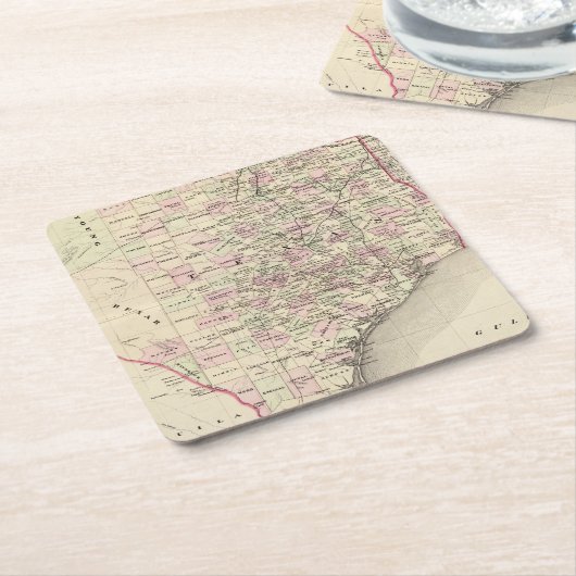 テキサス州12 スクエアペーパーコースター (アングル)