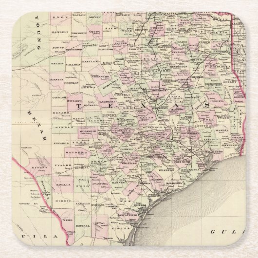 テキサス州12 スクエアペーパーコースター (正面)