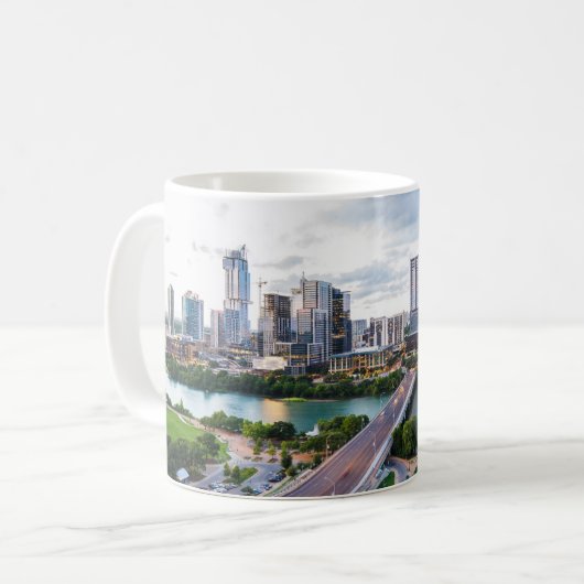 テキサス州・オースティン市のスカイライン写真 コーヒーマグカップ (正面左)
