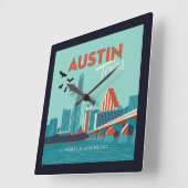 テキサス州・オースティン |コングレスアベニューブリッジ スクエア壁時計 (傾斜)