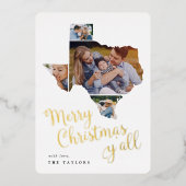 テキサス州・クリスマス |写真のコラージュ 箔シーズンカード (正面)