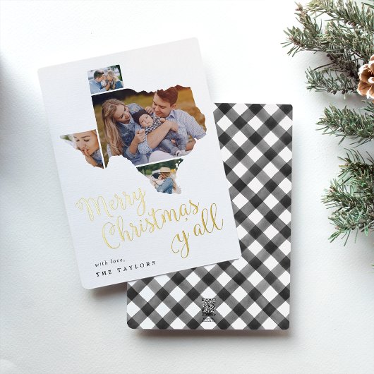 テキサス州・クリスマス |写真のコラージュ 箔シーズンカード