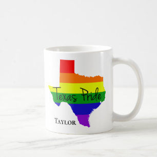 テキサス州・ゲイプライド・レインボーLGBTQモノグラム コーヒーマグカップ