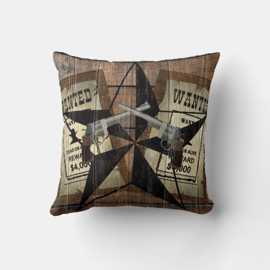 テキサス州·スター素朴·ウェスタンのデュアル·ピストルが署名を希望 クッション (裏面)