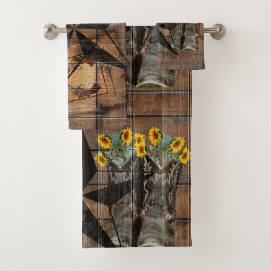 テキサス州·スター·ウ素朴ェスタン·ピストル·カウボーイ·ブーツ バスタオルセット (インサイチュ)