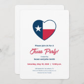 テキサス州、テキサス州国旗、ハートの記号 招待状 (正面/裏面)