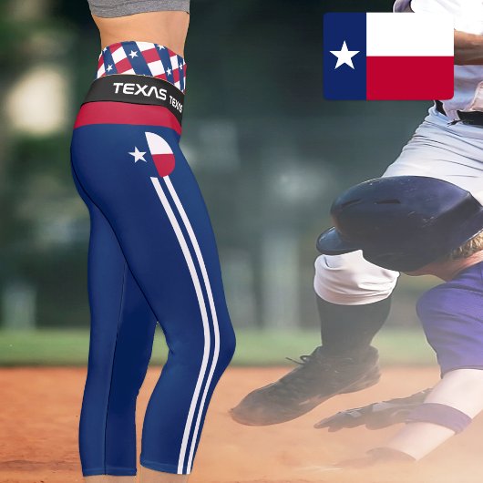 テキサス州&テキサス州州旗ファッション、フィットネス、スポーツUSA カプリレギンス